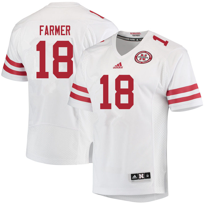 Men #18 Myles Farmer Nebraska Cornhuskers College Football Jerseys Sale-White